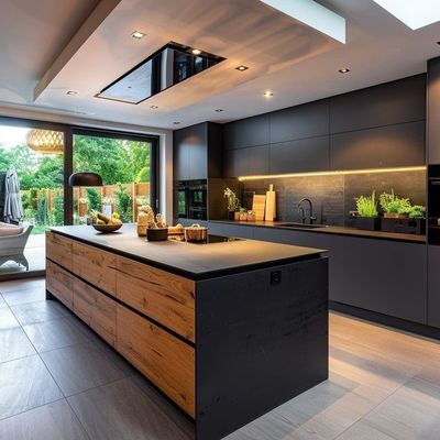 Modern Design Multifunctional Solid Wood Kitchen Cabinets Quality Stainless Steel Granite Waterproof Backsplash Home Apartment