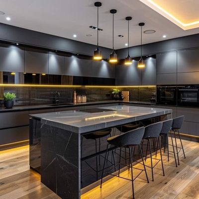 Modern Design Multifunctional Solid Wood Kitchen Cabinets Quality Stainless Steel Granite Waterproof Backsplash Home Apartment