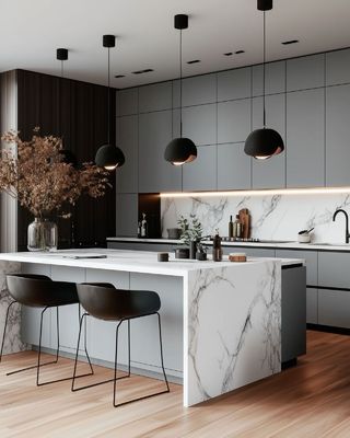 Luxury Kitchen Furniture Solid Wood Kitchen Cabinet With Island Modern Quartz Stone Countertop Villa Kitchen Cabinet Sets