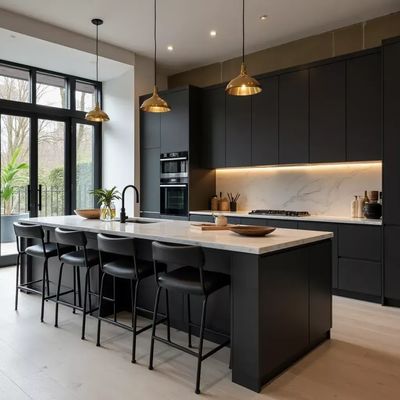 Modern Complete Smart Custom Solid Wood Kitchen Cabinets Stainless Kitchenette Cupboards for Apartment Cuisine Storage Furniture