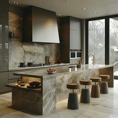 Luxury Modern Designs Home Kitchen Furniture Solid Wood Island Stainless Steel Countertop Plywood Sink Backsplash for Apartments