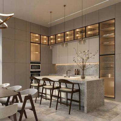 European Frameless Design Modular Kitchen Cabinets High-End Black Glossy Paint with Soft Closing Drawers