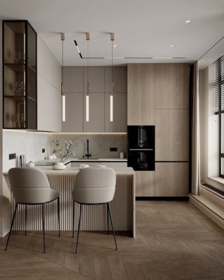 European Frameless Design Modular Kitchen Cabinets High-End Black Glossy Paint with Soft Closing Drawers