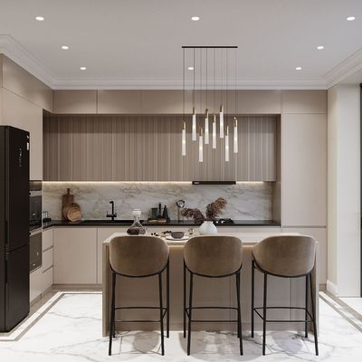 European Frameless Design Modular Kitchen Cabinets High-End Black Glossy Paint with Soft Closing Drawers