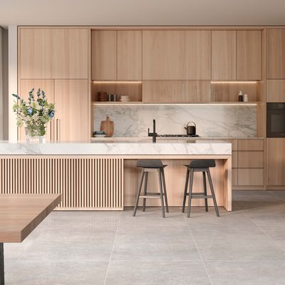 Contemporary Matt Cupboard Lacquer Kitchen Cabinets with Island Wood Veener Kitchen Set