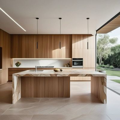 High Quality Modern PVC Kitchen Cabinets Waterproof Marble for Australian Apartments Modular Kitchen Furniture Units for Home