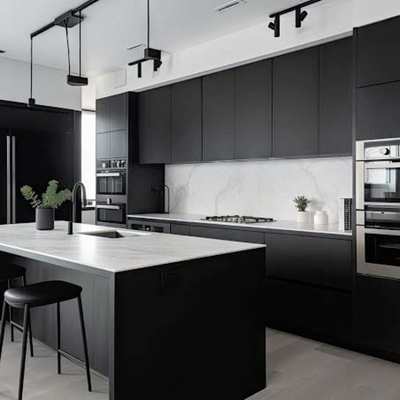 Modern European Design Complete Kitchen Set Smart Wood Matt Lacquer Finish Includes Faucet Dining Mall Accessory MDF Sink