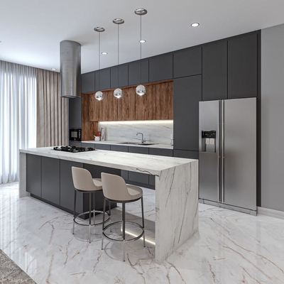 Modern European Design Complete Kitchen Set Smart Wood Matt Lacquer Finish Includes Faucet Dining Mall Accessory MDF Sink