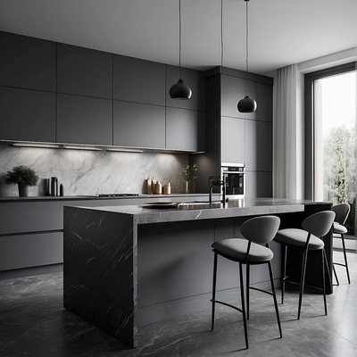 Modern European Design Complete Kitchen Set Smart Wood Matt Lacquer Finish Includes Faucet Dining Mall Accessory MDF Sink