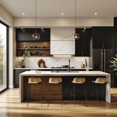 Modern Designs of Built in Kitchen Hanging Cabinets Customized Durable White Lacquer Cabinet Kitchen Units Set Furniture