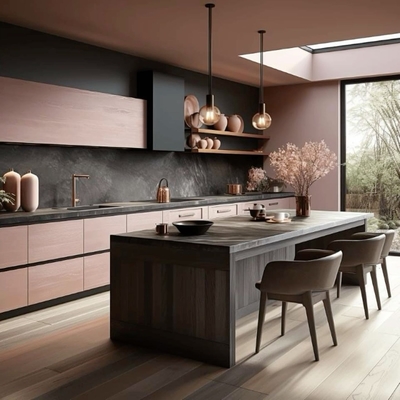 Modern Luxury Custom Kitchen Cabinet with Sink Island Solid Wood Finish Melamine MDF Carcase for Apartments