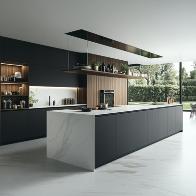 Modern Luxury Custom Kitchen Cabinet with Sink Island Solid Wood Finish Melamine MDF Carcase for Apartments
