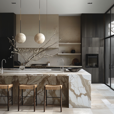Custom Modern Minimalist Kitchen Cabinets Luxury Modular Wood Island Stainless Steel Carcase Granite Solid Wood Including Sink