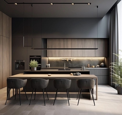Luxury Modern Kitchen Cabinets Design Stone Island Coque Solid Wood Plywood Stainless Steel Granite Sink Backsplash for Home Use