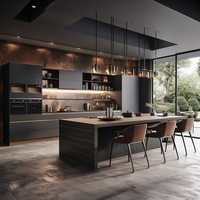 Luxury Modern Kitchen Cabinets Design Stone Island Coque Solid Wood Plywood Stainless Steel Granite Sink Backsplash for Home Use