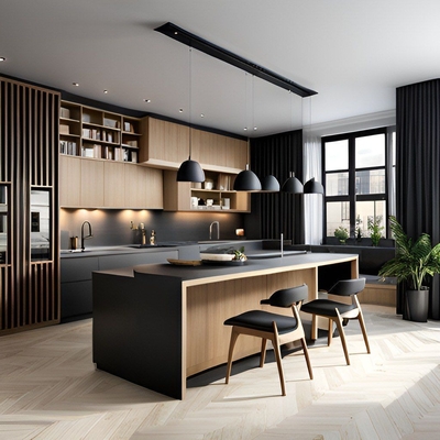 Luxury Modern Kitchen Cabinets Design Stone Island Coque Solid Wood Plywood Stainless Steel Granite Sink Backsplash for Home Use