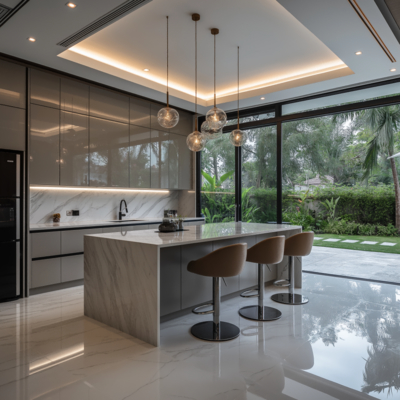 Stylish PVC Modular Kitchen Cabinets Stainless Functional Kitchen Sink Cabinet for Minimalist Spaces Combining Melamine Board