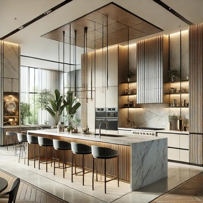 Solid Light Brown Ash Wood Kitchen Cabinets with Luxury Designs Stainless Steel Countertop & Sink for Apartment Kitchen