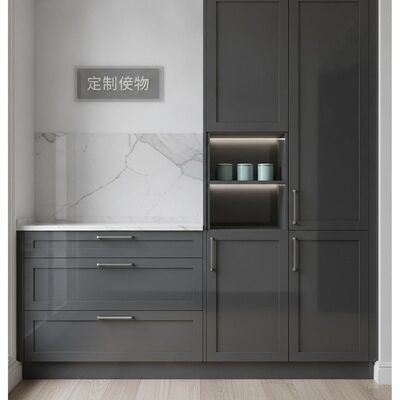 Customized Size Lacquer Finish 3 Drawers Wood Kitchen Cabinet and Kitchen Cupboard for Residential Storage