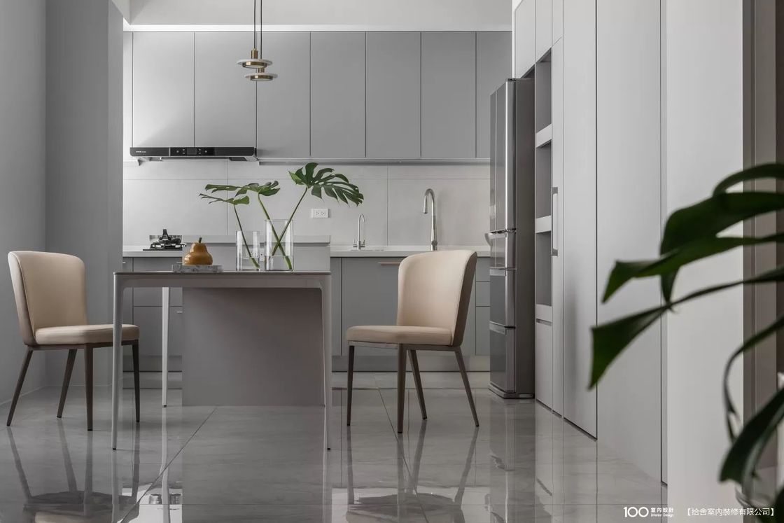 L Shaped Modern Gray Kitchen Cabinets Customized EB Kitchen Set