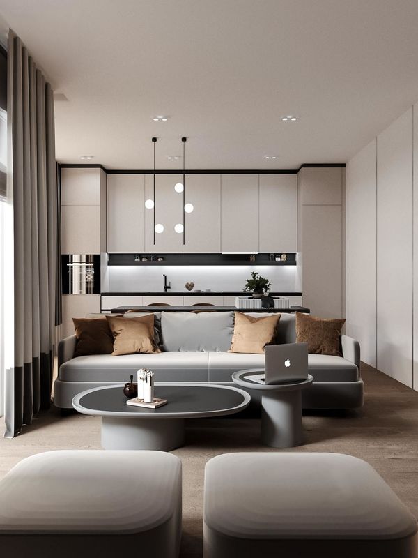 stylish Fitted EB Board Kitchen Cabinets White And Black Modern Customized