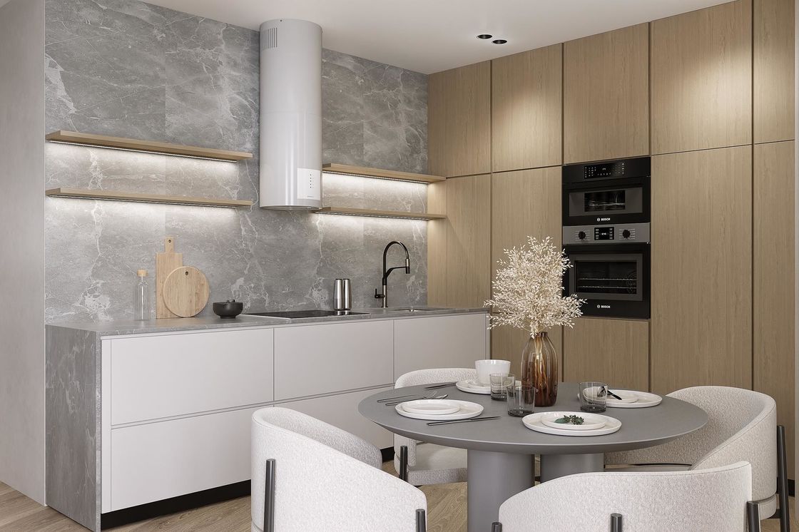 Custom Modern Wood Kitchen Cabinets Bespoke L Shaped Kitchen System
