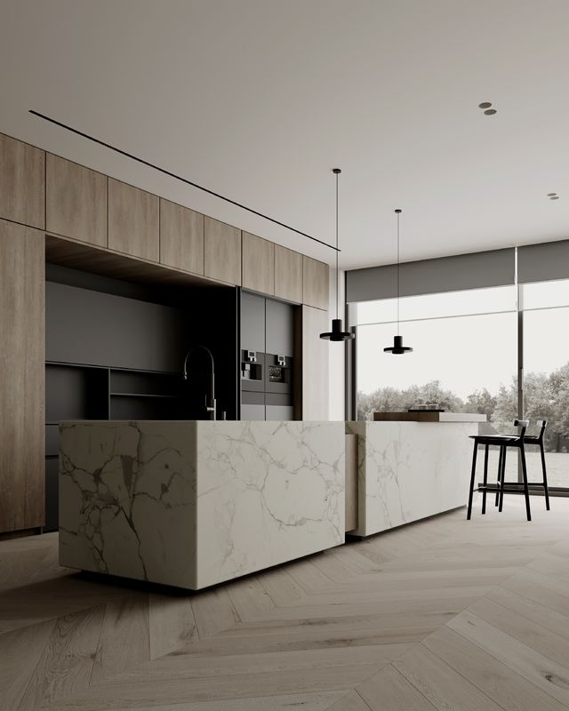 Customized White And Black Kitchen Cabinets Bar Table Modern Kitchen Set
