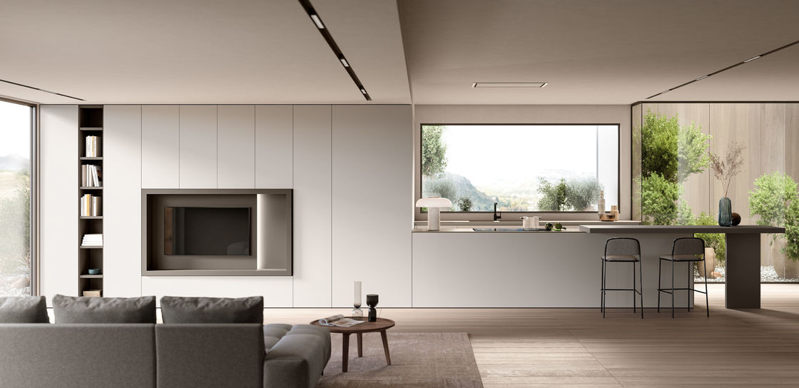 Tailored Modern Kitchen Cabinet White Lacquer Kitchen Set And TV Cabinet Customized