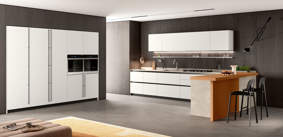 Customized White Lacquer Kitchen Cabinets Modern Kitchen System L Shaped