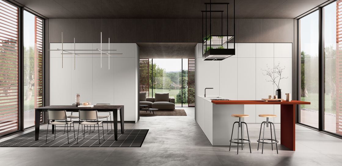 Customized Red And White Kitchen Cabinets Modern Handleless Kitchen Cabinets Design
