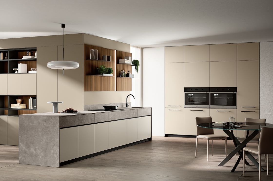 Customized Luxury Modern Beige Color Kitchen Cabinets Whole Kitchen Design