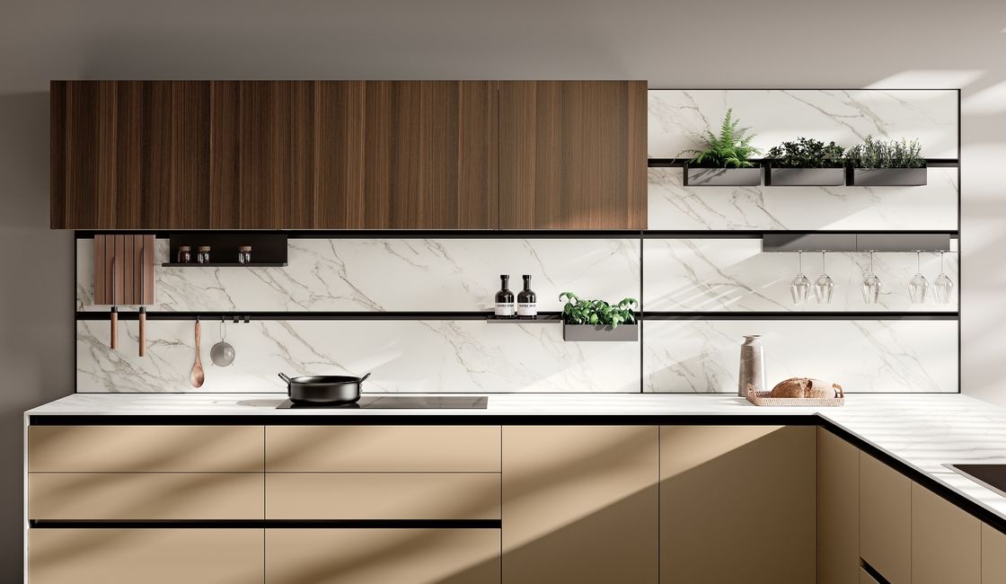 Customized Classic Wood Kitchen Cabinets Storage Solutions With White Cabinet