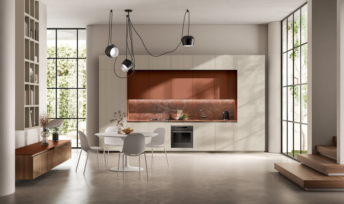 Brown Red Melamine Kitchen Cabinet Fitted Custom Modern Kitchen Cabinets