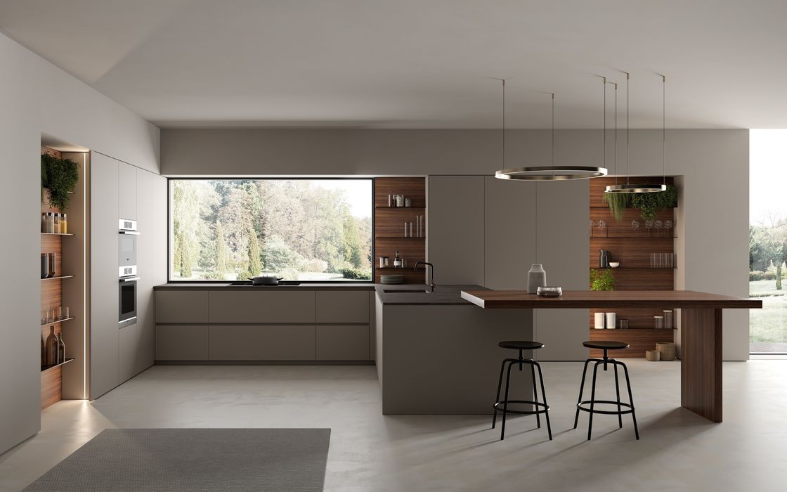 Modern Melamine Kitchen Cabinet Tailored Kitchen Set Custom With Dinning Bar