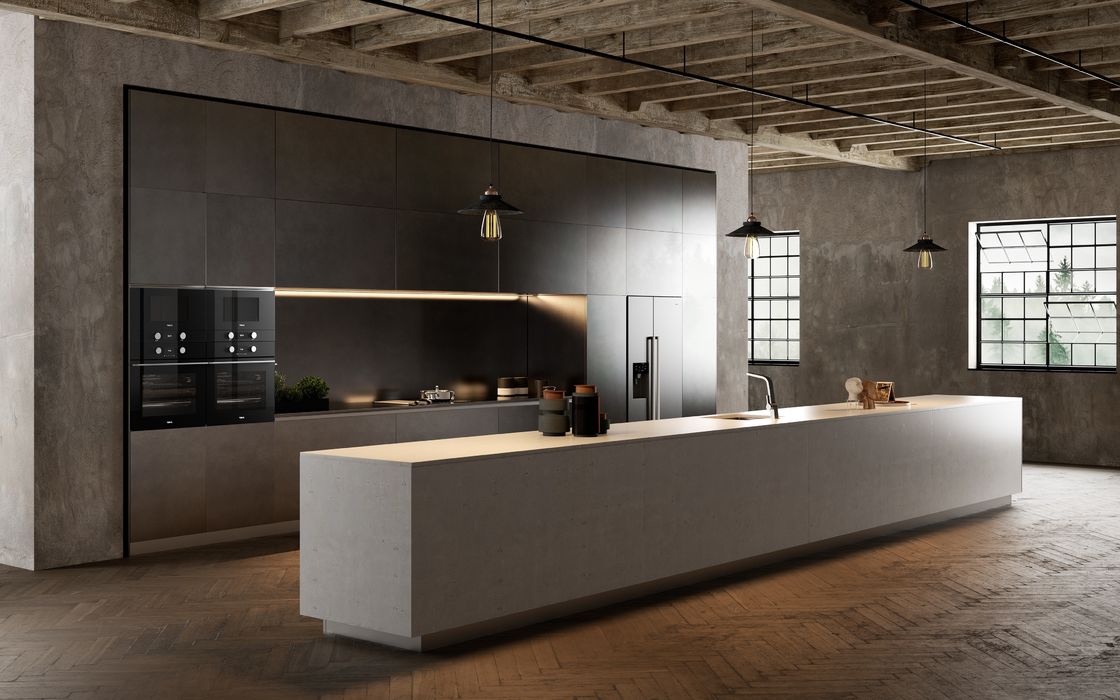 Modern Industrial Style Kitchen Cabinets Tailored Melamine Grey Kitchen System