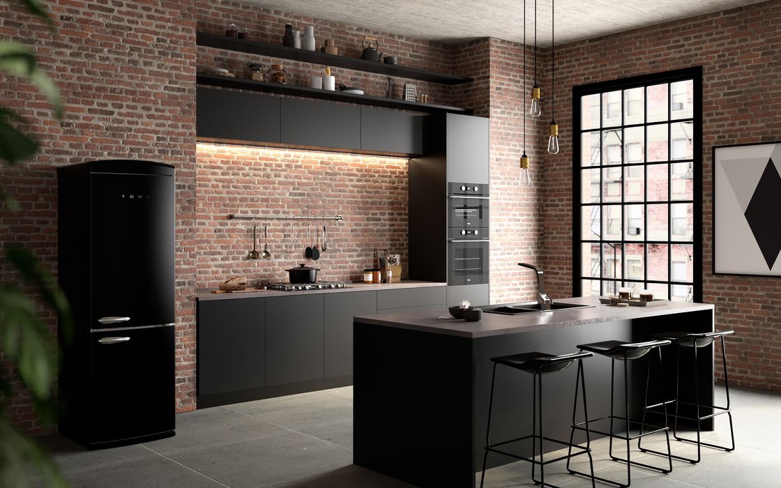 Industrial Style Modern Minimalist Kitchen Cabinets Design Customized Black Kitchen System