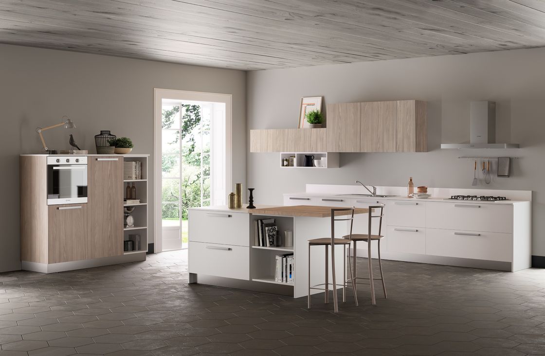 White Wood Grain EB Board Kitchen Cabinet Tailored Freestanding Sideboard