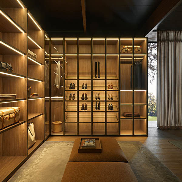 Custom Luxury Modern Design Wardrobe With Glass Door American High End Design Bedroom Closet Furniture With LED Light