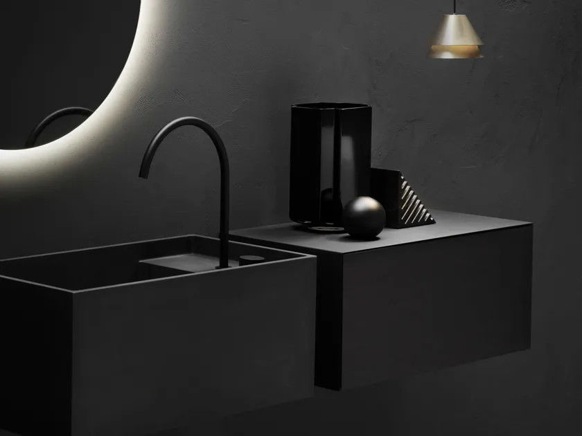 Industrial Style Black Customized Bathroom Storage Cabinet With Glass Door