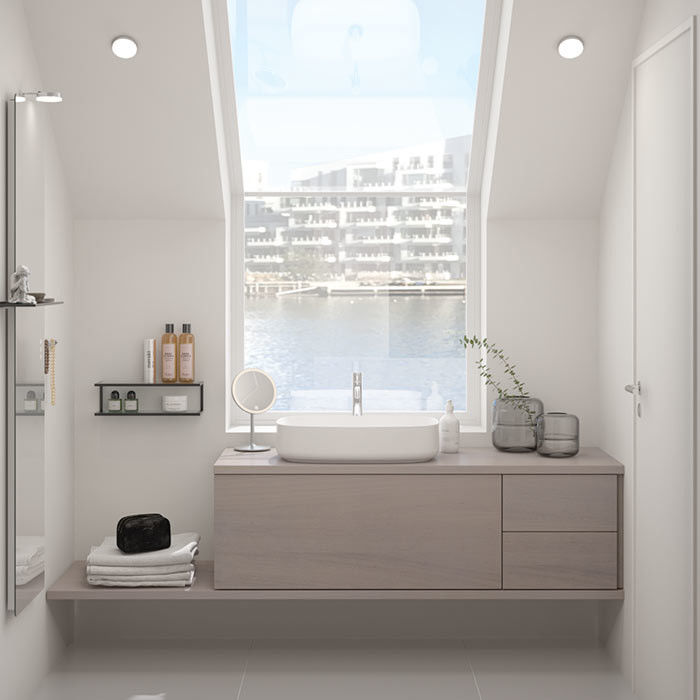 Customized Bathroom Cabinet with Sliding Drawers White Basin