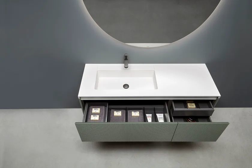 Customized Modern Green and Red Bathroom Vanity Double Sink Bathroom Cabinet