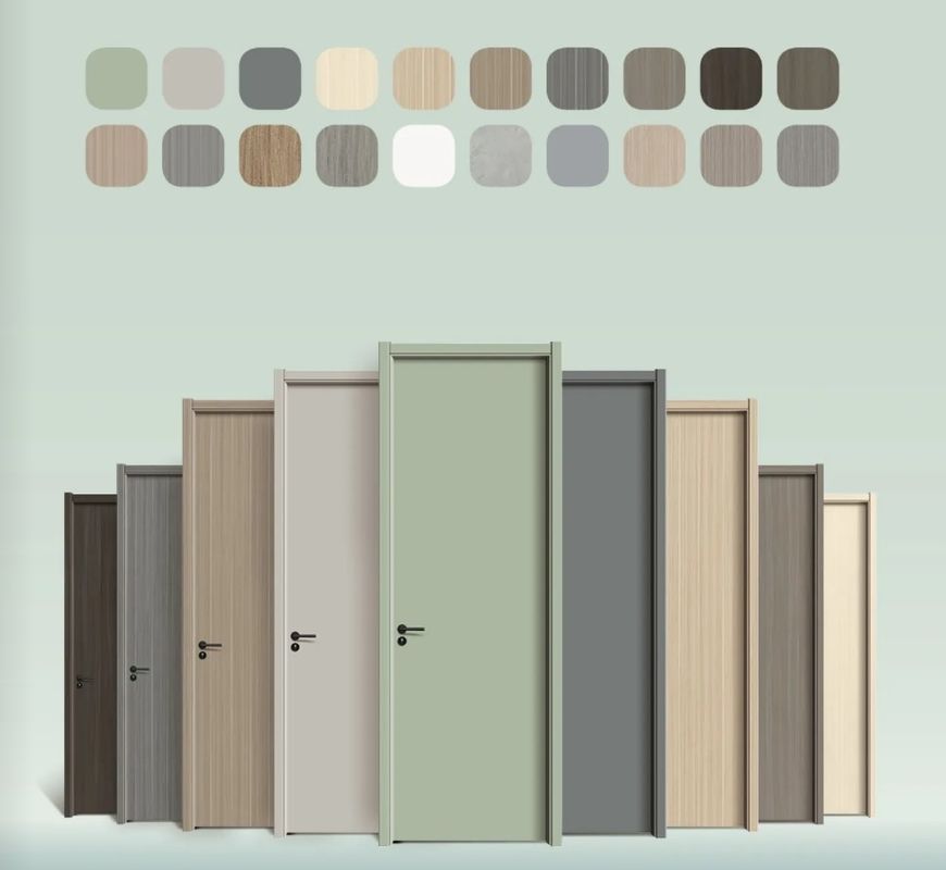Luxury Interior Modern Solid Wood Door Mutiple Color Minimalist Wood Door Customized
