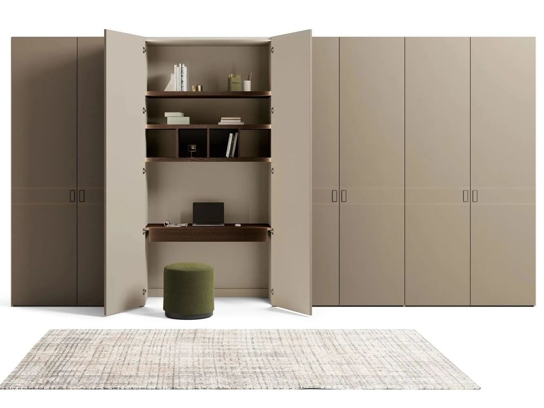 Modern Customized Leather Wardrobe Fitted Bedroom Closet
