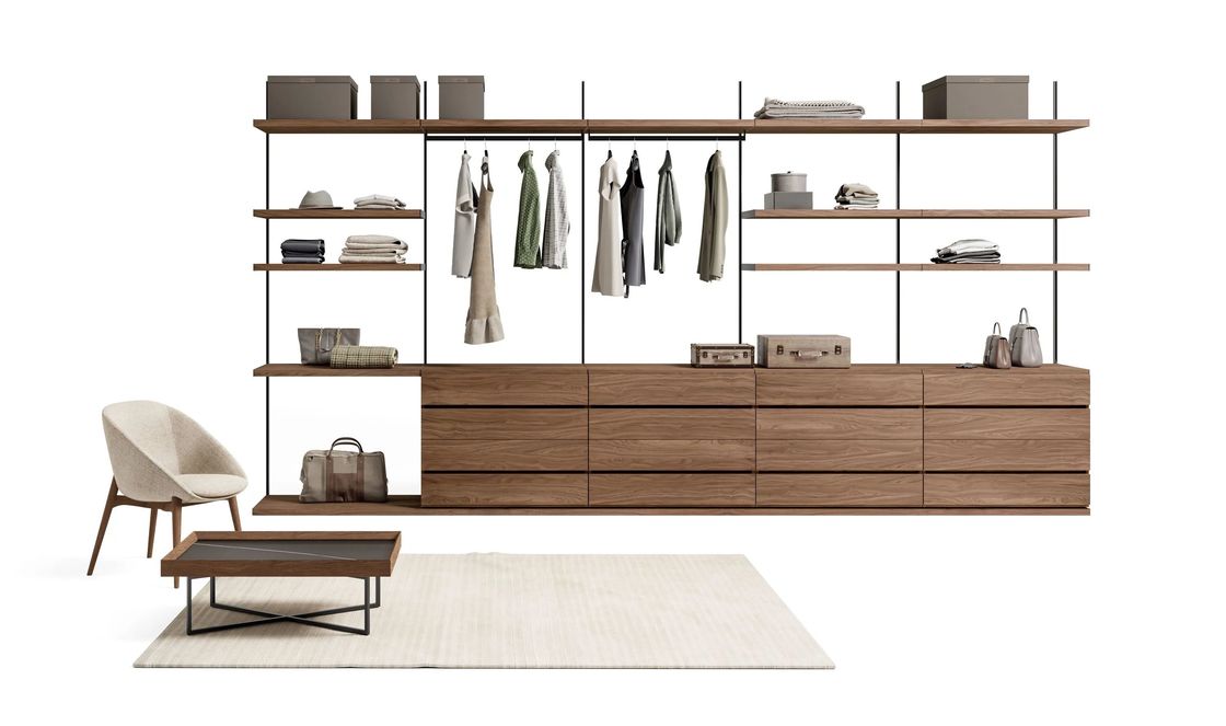 Modern Customized Open Wardrobe Fitted Bedroom Closet No Door