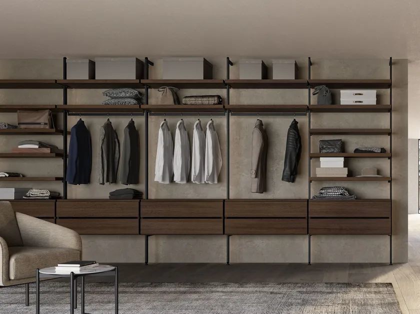 Modern Open Wardrobe Customized Solid Wood Bedroom Wardrobe