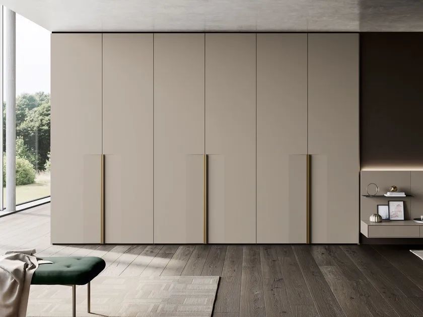 Customized Modern PET Wardrobe Fitted Bedroom Beige Closet with Pants Hanger