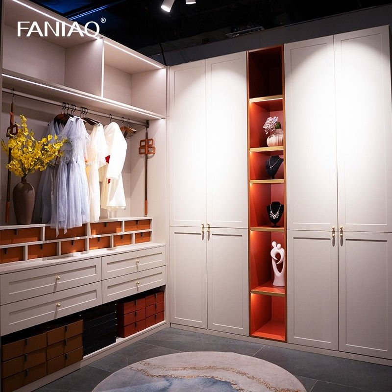 European Style Customized Wardrobe Closet White Walk In Closet Design