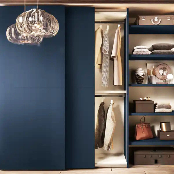 Blue Luxury Custom Wooden Bedroom Walking Closet And Wardrobe