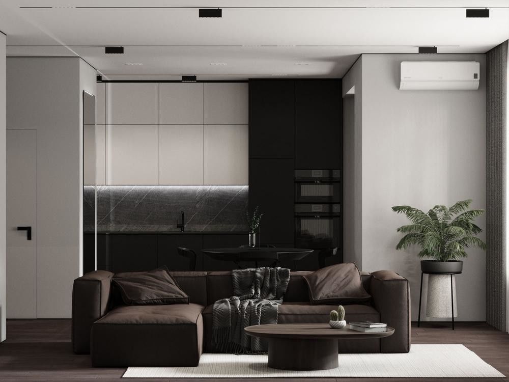 Modern Melamine Modern Showcase One-Wall Kitchen Cabinets