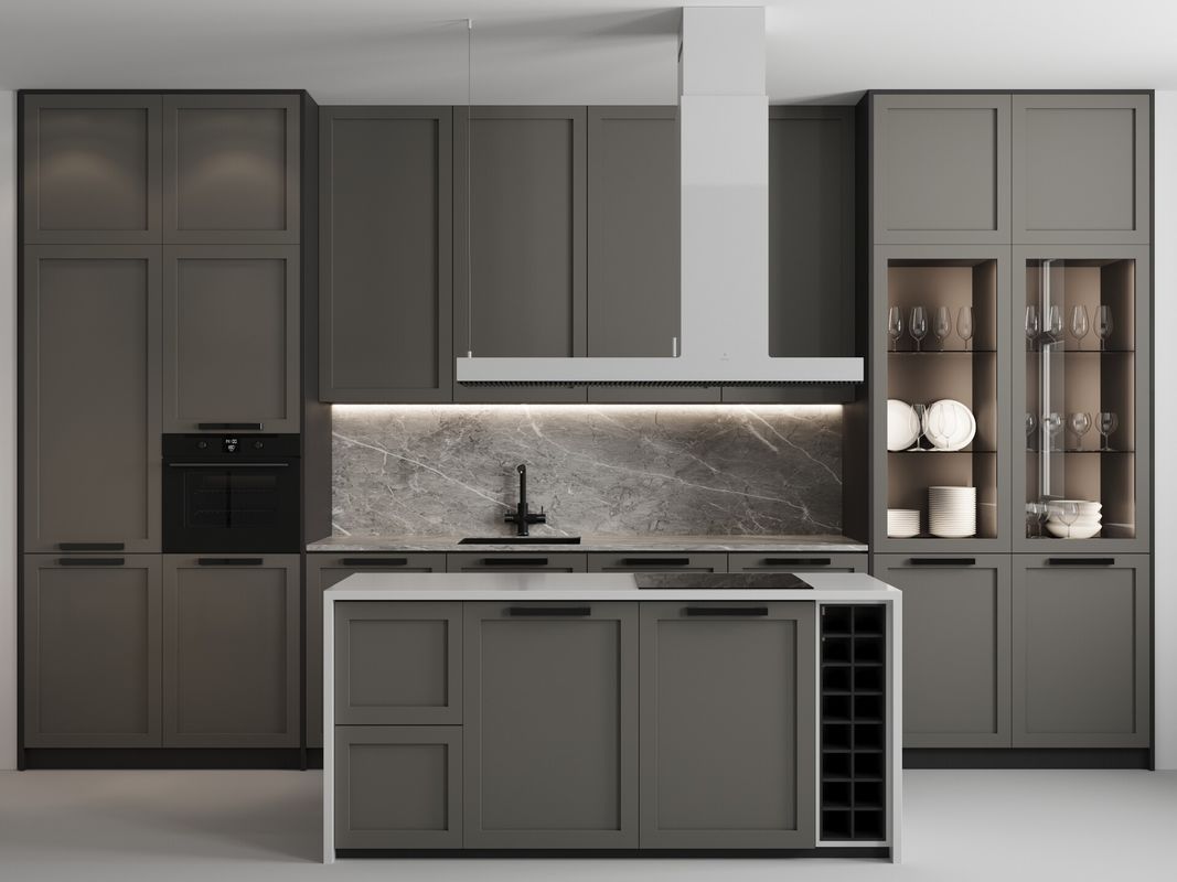 Ready to Assemble Modern Design Custom Island PVC Cabinet Kitchen Wood Cabinet Kitchen